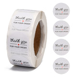 Globleland 1 Inch Thank You Adhesive Label Stickers, Decorative Sealing Stickers, for Christmas Gifts, Wedding, Party, White, 25mm, about 500pcs/roll, 5Roll/Set