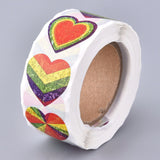 Globleland Heart Shaped Stickers Roll, Valentine's Day Sticker Adhesive Label, for Decoration Wedding Party Accessories, Colorful, 25x25mm, 500pcs/roll, 5Roll/Set
