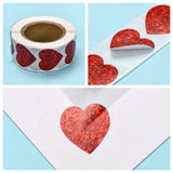 Globleland Heart Shaped Stickers Roll, Valentine's Day Sticker Adhesive Label, for Decoration Wedding Party Accessories, Red, 25x25mm, 500pcs/roll