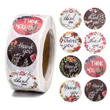Globleland 1 Inch Thank You Theme Self-Adhesive Paper Stickers, Gift Tag, for Party, Decorative Presents, Round, Colorful, 25mm, 500pcs/roll, 5Roll/Set