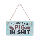 Globleland DIY Wall Decor Sign Diamond Painting Kits, Rectangle Wood Board & Word HAPPY AS A PIG IN SHIT, with Acrylic Rhinestone, Pen, Tray Plate, Glue Clay and Hemp Rope, Mixed Color, 0.3x0.3x0.1cm, 2Set/Pack