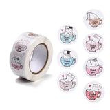 Globleland Thank You Stickers Roll, Flat Round Adhesive Paper Sticker, for Gift Package, Cat Pattern, 2.5x0.01cm, 500pcs/roll, 5rolls/set