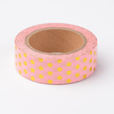 Globleland DIY Scrapbook Decorative Paper Tapes, Adhesive Tapes, with Polka Dot Pattern, Pink, 15mm, about 10m/roll