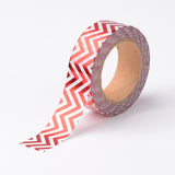 Globleland DIY Scrapbook Decorative Paper Tapes, Adhesive Tapes, with Wavy/Chevron Pattern, Red, 15mm, about 10m/roll
