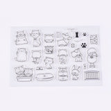Globleland Silicone Stamps, for DIY Scrapbooking, Photo Album Decorative, Cards Making, Cat and Dog, Clear, 6~38x7~33mm, 10pcs/set