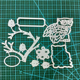 Globleland Carbon Steel Cutting Dies Stencils, for DIY Scrapbooking/Photo Album, Decorative Embossing DIY Paper Card, Owl, Matte Platinum Color, 11.1x15.2cm