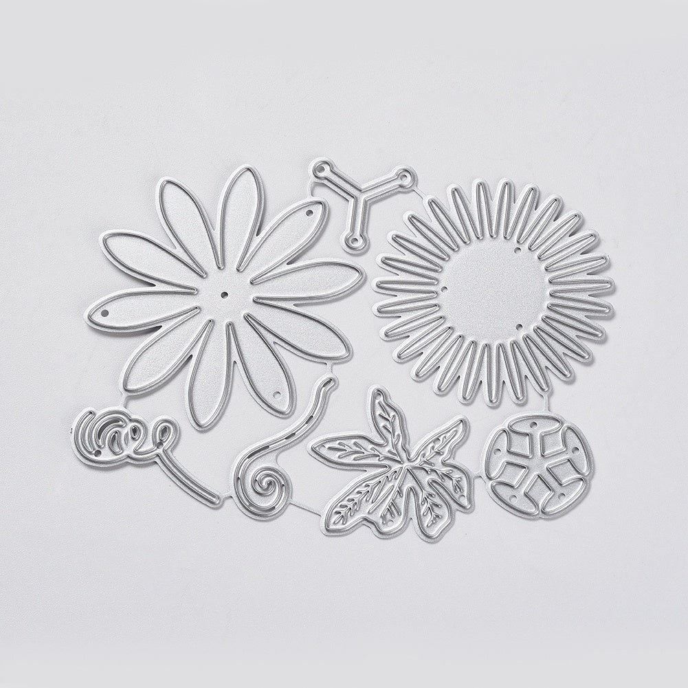 GLOBLELAND Carbon Steel Cutting Dies Stencils, for DIY Scrapbooking/Photo Album, Decorative Embossing DIY Paper Card, Flower, Matte Platinum Color, 7.2x9.85cm