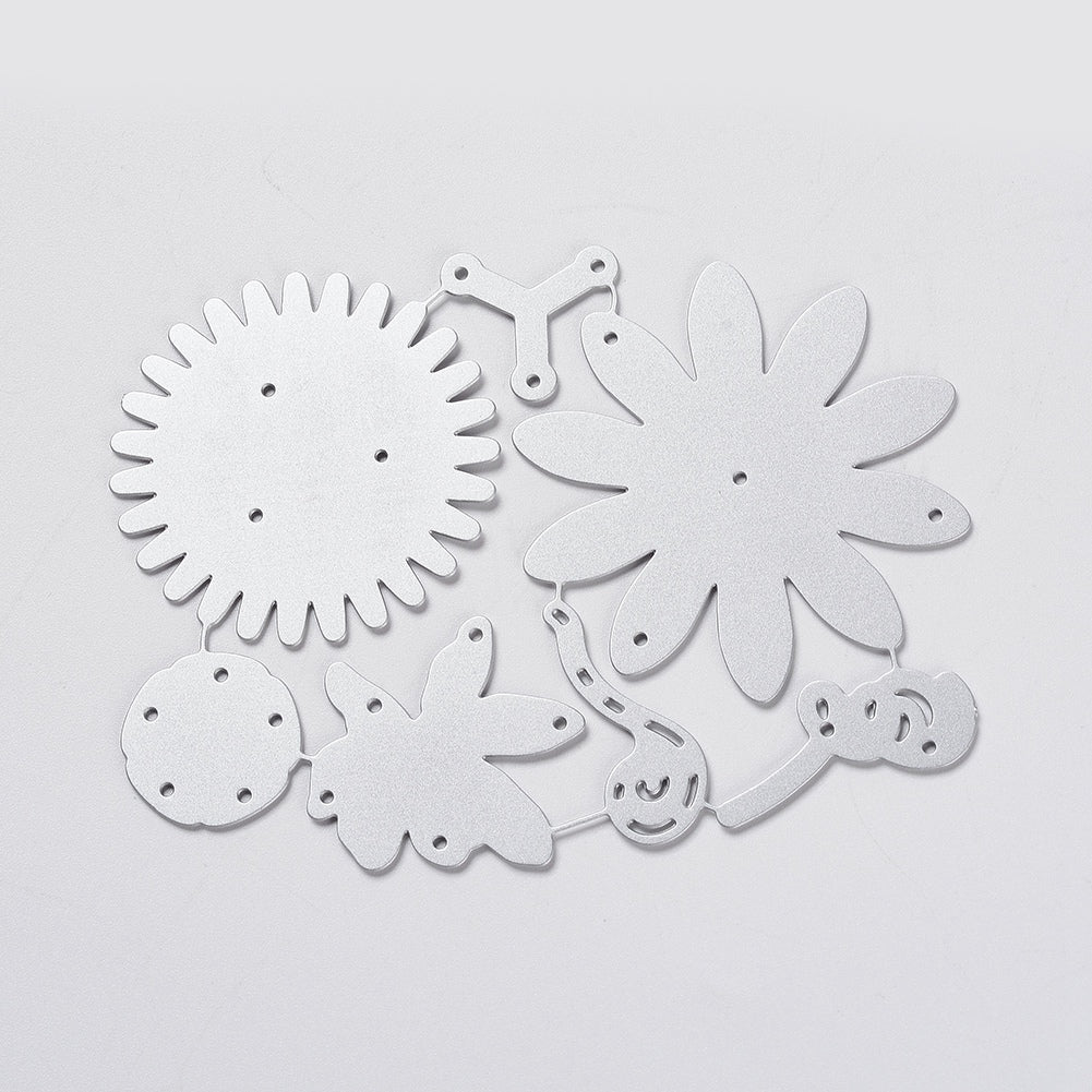 GLOBLELAND Carbon Steel Cutting Dies Stencils, for DIY Scrapbooking/Photo Album, Decorative Embossing DIY Paper Card, Flower, Matte Platinum Color, 7.2x9.85cm