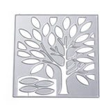 Globleland Carbon Steel Cutting Dies Stencils, for DIY Scrapbooking/Photo Album, Decorative Embossing DIY Paper Card, Square with Tree, Matte Platinum Color, 9.9x9.9cm, 5pcs/set