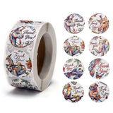 Globleland DIY Scrapbook, 1 Inch Thank You Stickers, Decorative Adhesive Tapes, Flat Round with Animal & Word Thank You, Colorful, 25mm, about 500pcs/roll, 5rolls/set