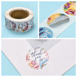 Globleland DIY Scrapbook, 1 Inch Thank You Stickers, Decorative Adhesive Tapes, Flat Round with Flower & Word Thank You, Colorful, 25mm, about 500pcs/roll, 5rolls/set