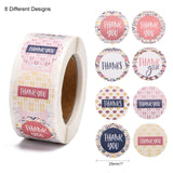 Globleland DIY Scrapbook, 1 Inch Thank You Stickers, Decorative Adhesive Tapes, Flat Round with Word Thank You, Colorful, 25mm, about 500pcs/roll, 5rolls/set