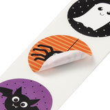 Globleland Self Adhesive Paper Stickers, Colorful Roll Sticker Labels, Gift Tag Stickers, for Envelopes, Bubble Mailers and Bags, Flat Round, Halloween Themed Pattern, 2.5cm, about 500pcs/roll, 5Roll/Set