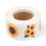 Globleland Sunflower Theme Paper Stickers, Self Adhesive Roll Sticker Labels, for Envelopes, Bubble Mailers and Bags, Flat Round, Gold, 3.8cm, about 500pcs/roll, 5rolls/set