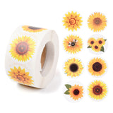 Globleland Sunflower Theme Paper Stickers, Self Adhesive Roll Sticker Labels, for Envelopes, Bubble Mailers and Bags, Flat Round, Gold, 3.8cm, about 500pcs/roll, 5rolls/set