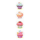 Globleland 8 Styles Birthday Theme Paper Stickers, Self Adhesive Roll Sticker Labels, for Envelopes, Bubble Mailers and Bags, Flat Round, Cake Pattern, 3.8cm, about 500pcs/roll