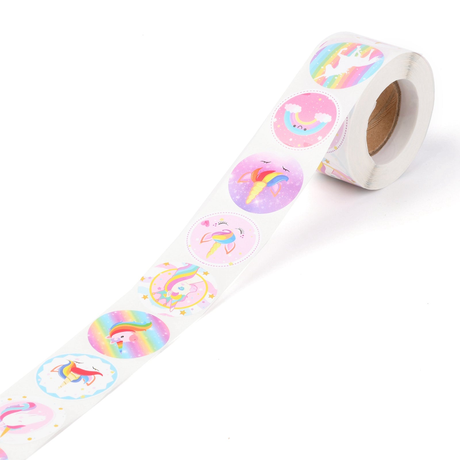 Globleland 8 Styles Unicorn Paper Stickers, Self Adhesive Roll Sticker Labels, for Envelopes, Bubble Mailers and Bags, Flat Round, Horse Pattern, 2.5cm, about 500pcs/roll