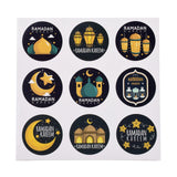 Globleland Lesser Bairam Theme Paper Stickers, Self Adhesive Round Sticker Labels, for Envelopes, Bubble Mailers and Bags, Castle Pattern, 13.1~13.3x13.1~13.3cm, 9pcs/sheet, 10 sheets/set, 90pcs/set