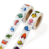 Globleland 6 Rolls 2 Style Ocean Themed Pattern Children Cartoon Stickers, Flat Round Adhesive Labels Roll Stickers, Gift Tag, Colorful, 25mm, about 500pcs/roll, 3 rolls/style