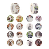 Globleland 4 Rolls 2 Style Cat & Pet Dog Pattern Self-Adhesive Kraft Paper Stickers, Flat Round Adhesive Labels Roll Stickers, Gift Tag, Mixed Color, 25mm, about 500pcs/roll, 2 rolls/style
