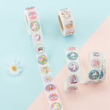 Globleland 6 Rolls 3 Style Flat Round Unicorn Pattern Tag Stickers, Self-Adhesive Paper Gift Tag Stickers, for Party Decorative Presents, Mixed Color, 25mm, 500pcs/roll, 2 rolls/style