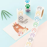 Globleland 6 Rolls 2 Style Flat Round Paw Print Pattern Tag Stickers, Self-Adhesive Paper Gift Tag Stickers, for Party Decorative Presents, Mixed Color, 25mm, 500pcs/roll, 3 rolls/style