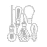 Globleland Lamp Bulb Set Carbon Steel Cutting Dies Stencils, for DIY Scrapbooking/Photo Album, Decorative Embossing DIY Paper Card, Matte Platinum Color, 107x87x0.8mm, 5pcs/set
