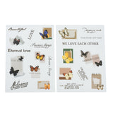 Globleland Plastic Decorations Stickers, for DIY Handmade Scrapbook Photo Albums, Butterfly Pattern, 15x10.5x0.02cm, 2sheet/set, 10sets/pack