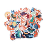 Globleland Fox Paper Stickers Set, Adhesive Label Stickers, for Suitcase, Phone and Cups, Refigerator, Mixed Color, 3.8~7.7x4.1~6.6x0.02cm, 50pc/bag