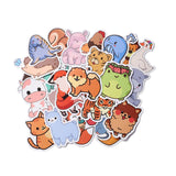 Globleland Cartoon Animal Theme Paper Stickers Set, Adhesive Label Stickers, for Suitcase, Planner and Refigerator Decor, Mixed Color, 4.2~6.6x3.4~7.1x0.02cm, 100pcs/bag
