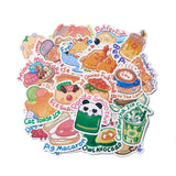 Globleland Cartoon Animal & Food Paper Stickers Set, Adhesive Label Stickers, for Suitcase, Planner and Refigerator Decor, Mixed Color, 3.5~8x3.6~5.9x0.02cm, 50pcs/bag