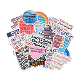 Globleland Cartoon Word Paper Stickers Set, Adhesive Label Stickers, for Suitcase, Planner and Refigerator Decor, Mixed Color, 3.2~7.4x2.6~7.5x0.02cm, 50pcs/bag