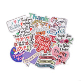 Globleland Cartoon Thank You Theme Paper Stickers Set, Adhesive Label Stickers, for Suitcase, Planner and Refigerator Decor, Mixed Color, 3.8~6.6x4~6.6x0.02cm, 50pcs/bag