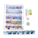 Globleland DIY Diamond Painting Canvas Kits, with Village Landscape Pattern Canvas, Resin Rhinestones, Pen, Tray Plate and Glue Clay, Mixed Color, 397x300x0.4mm, 2Set/Pack