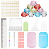 Globleland DIY Diamond Picture Kit, with Stainless Iron Tweezers, Label Paster, DIY Rhinestones Picker Tools, Tray Plate, Plastic Cosmetics Jar & Silicone Pad, Mixed Color