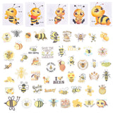 Globleland PVC Self Adhesive Stickers, for Kids Waterproof Bee Sticker Laptop Stickers Pack, Bees Pattern, 2.3~7.6x3.7~8.5x0.02cm, 50pcs/bag, 1bag