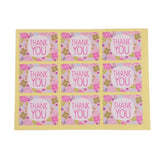 Globleland Thank You Stickers, DIY Sealing Stickers, Label Paster Picture Stickers, with Word and Flower, Pink, 13.8x10.5cm