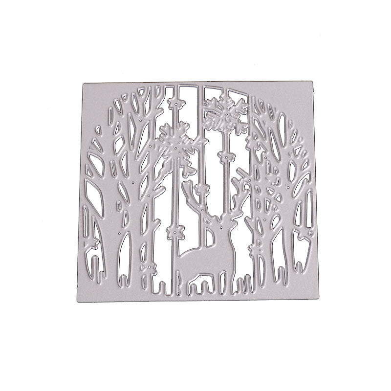 GLOBLELAND Frame Metal Cutting Dies Stencils, for DIY Scrapbooking/Photo Album, Decorative Embossing DIY Paper Card, Christmas Reindeer/Stag, Matte Platinum Color, 8x8cm