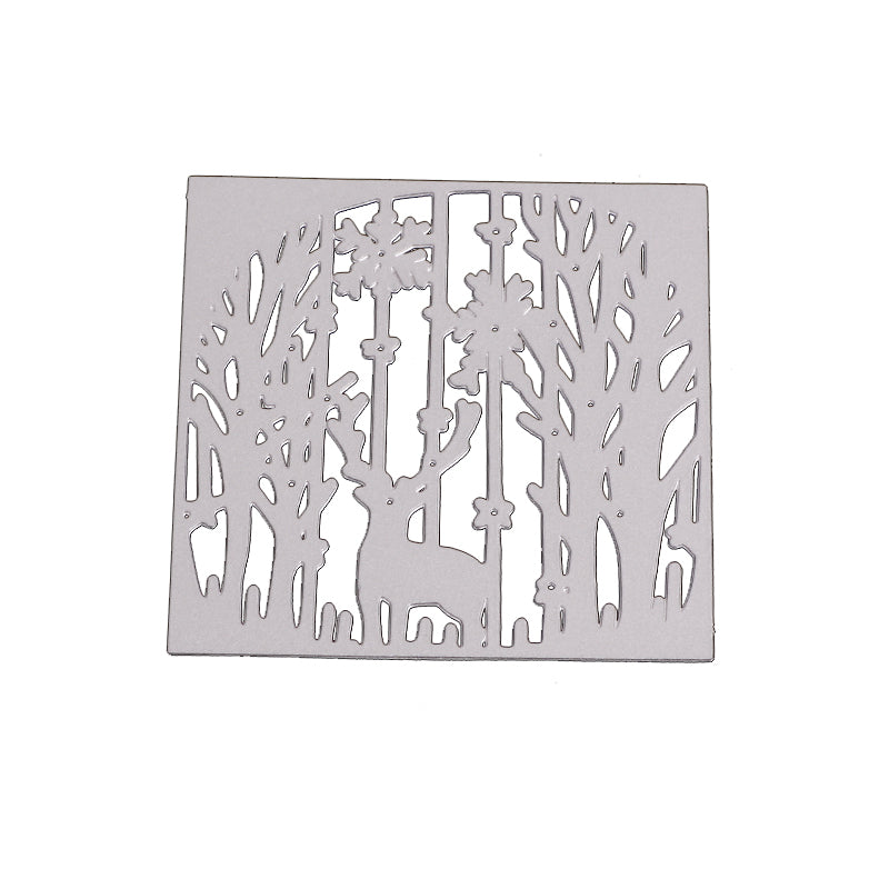GLOBLELAND Frame Metal Cutting Dies Stencils, for DIY Scrapbooking/Photo Album, Decorative Embossing DIY Paper Card, Christmas Reindeer/Stag, Matte Platinum Color, 8x8cm