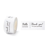 Globleland Thank You Stickers Roll, Rectangle Paper Purchase Tag Stickers, Adhesive Labels Stickers, Black, 3.3cm, Stickers: 80x30x0.1mm, about 120pcs/roll, 5rolls/set