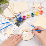 Globleland DIY Painting Kits, Plastic Paint Pots Strips, Wood Cabochons, Plastic Paint Brushes Pens, BurlyWood, 36pcs/set