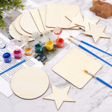 Globleland DIY Painting Kits, Plastic Paint Pots Strips, Wood Cabochons, Plastic Paint Brushes Pens, BurlyWood, 36pcs/set