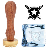 Shield Pattern Ice Stamp Wood Handle Wax Seal Stamp