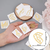 Globleland 9Pcs 9 Styles Nickel Self-adhesive Picture Stickers, Golden, Movie Scenes & Music Note Pattern, Mixed Patterns, 40x40mm, 1pc/style