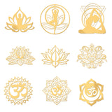 Globleland 9Pcs 9 Styles Chakra Nickel Self-adhesive Picture Stickers, Golden, Mixed Patterns, 40x40mm, 1pc/style