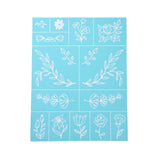 Globleland 2Pcs Self-Adhesive Silk Screen Printing Stencil, for Painting on Wood, DIY Decoration T-Shirt Fabric, Turquoise, Flower Pattern, 28x22cm, 2pcs/set