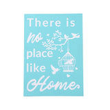 Globleland 2Pcs Self-Adhesive Silk Screen Printing Stencil, Word There is no place like Home, for Painting on Wood, DIY Decoration T-Shirt Fabric, Turquoise, Bird & Birdcage Pattern, 19.5x14cm, 2pcs/set