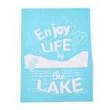 Globleland Self-Adhesive Silk Screen Printing Stencil, for Painting on Wood, DIY Decoration T-Shirt Fabric, Turquoise, Word Enjoy LIFE by the LAKE, 19.5x14cm, 1pc/set