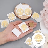Globleland 9Pcs 9 Style Custom Carbon Steel Self-adhesive Picture Stickers, Flat Round with Mixed Patterns, Golden, Tree of Life Pattern, 40x40mm, 1pc/style