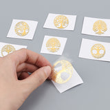 Globleland 9Pcs 9 Style Custom Carbon Steel Self-adhesive Picture Stickers, Flat Round with Mixed Patterns, Golden, Tree of Life Pattern, 40x40mm, 1pc/style